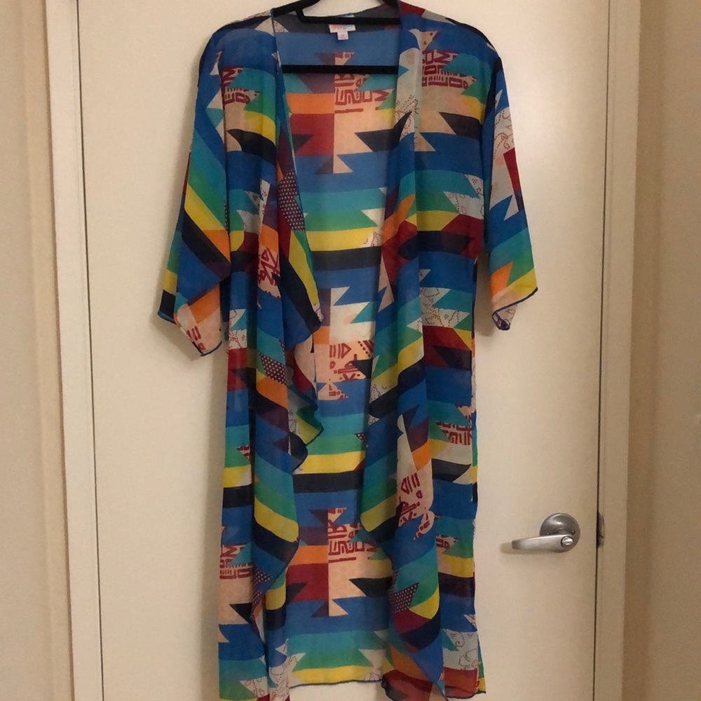 Sheer colorful long cardigan